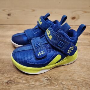LeBron Soldier 5C Baby/Toddler Shoes CI7524-400 Strap H&L Blue Neon Green/Yellow